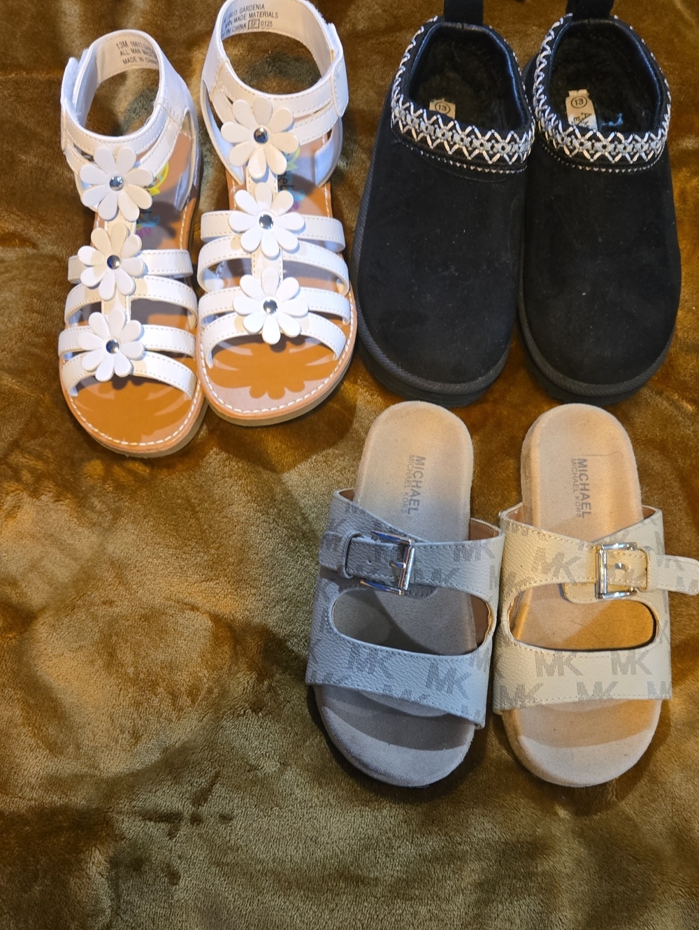3 Pair Girls Size 13 Slides And Sandals